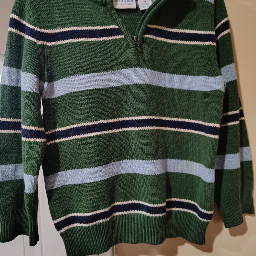 Sonoma Kids Green and Blue Striped Sweater
